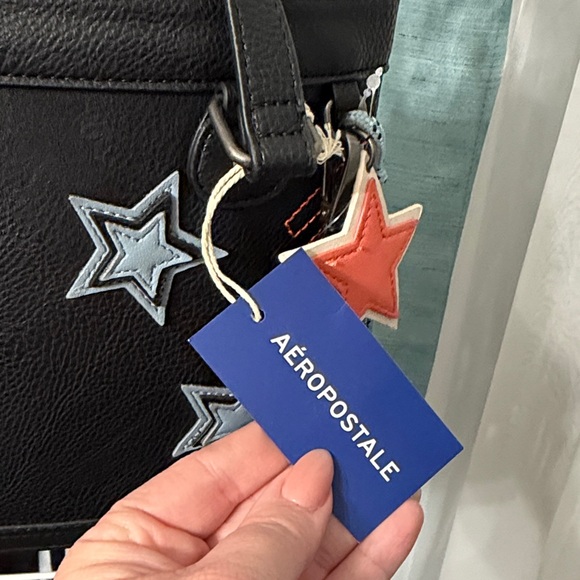 Aeropostale Black Crossbody Bag with Colorful Star Patterns - Picture 2 of 3